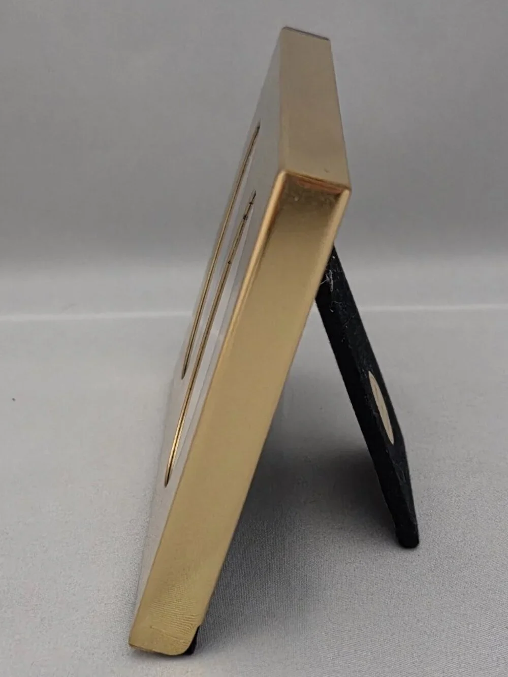 Vintage Brass Gold Tone Mini Double Oval Photo Picture Frame Standing Easel Back